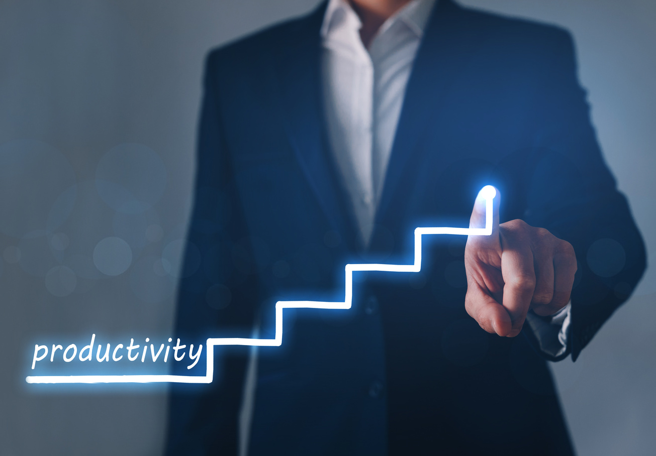 Manager plan to increase company productivity. Concept for productivity management